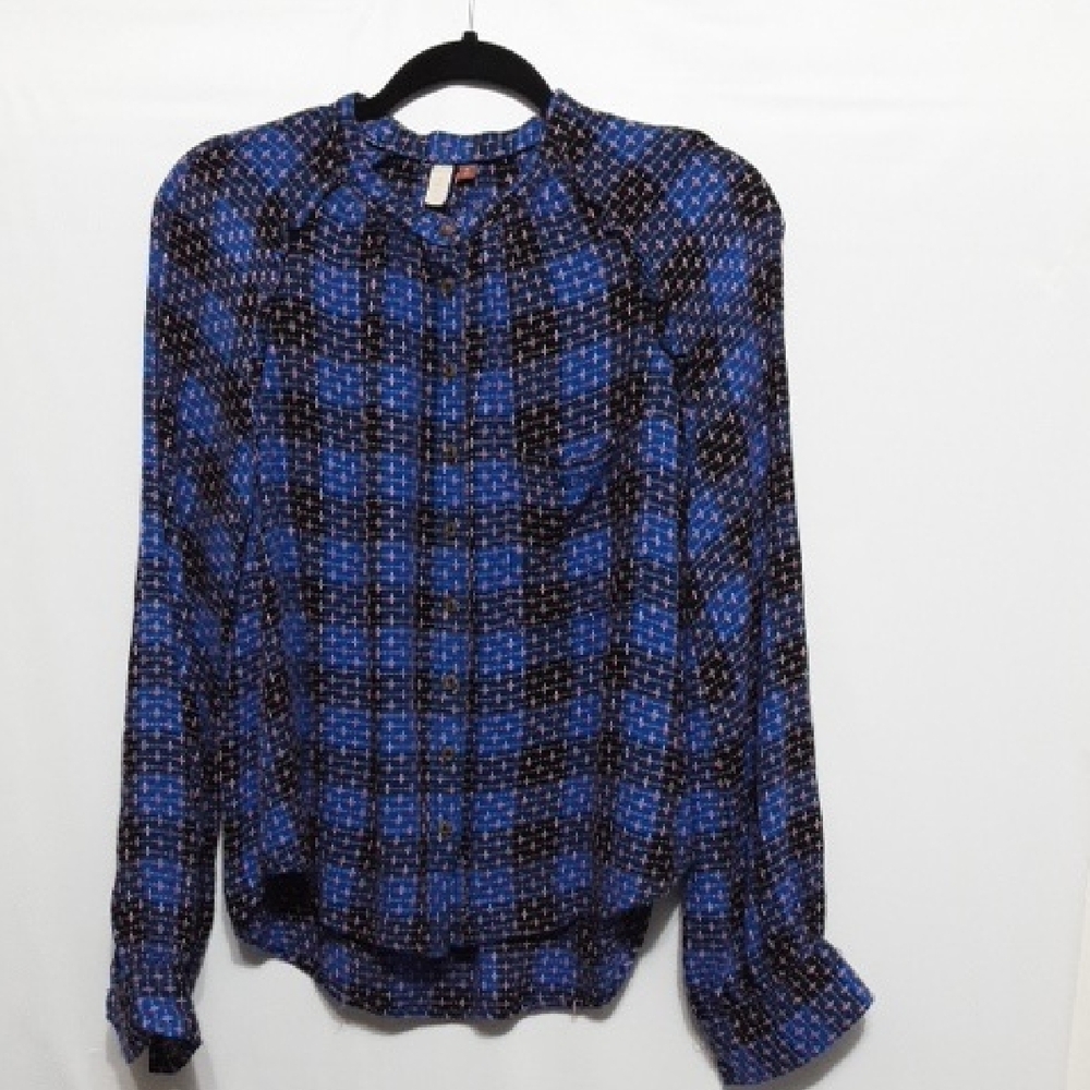 Pilcro Blue and Pink Checkered Top